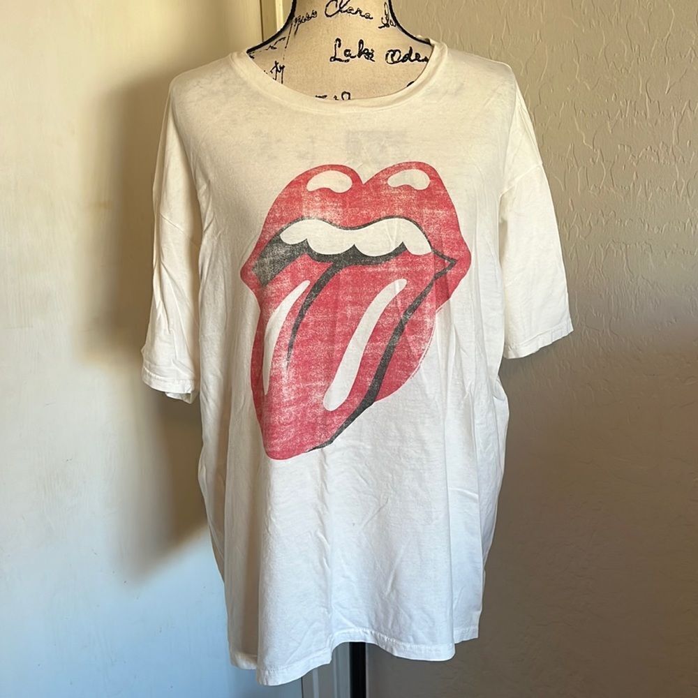 Bravado The Rolling Stones Off White Distressed Graphic Shirt
